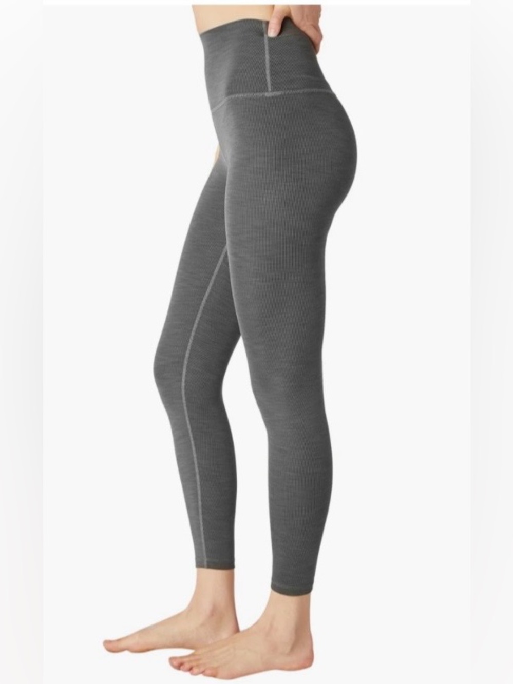 NWT Beyond Yoga Heather Rib High-Waisted Midi Leggings, size M - Picture 4 of 9
